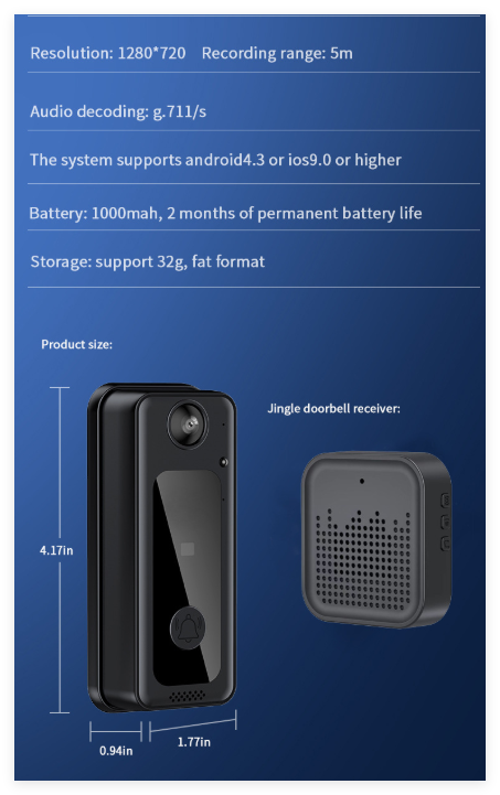 Timbre de Puerta WiFi para Hogar Inteligente